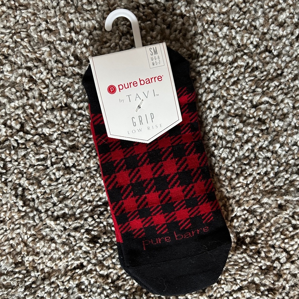 NWT - Pure Barre Socks, Red/Black Houndstooth, Size S
